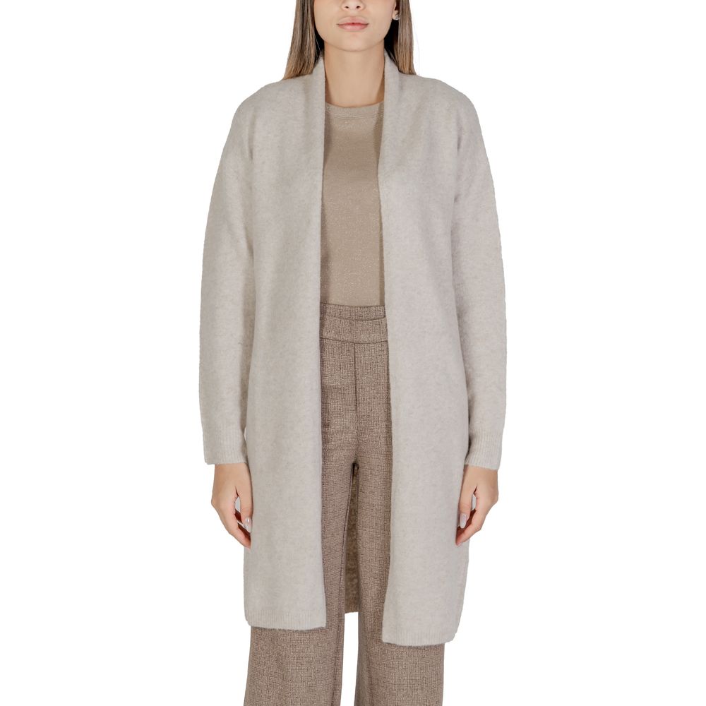 Beige Wool Mix Long Cardigan