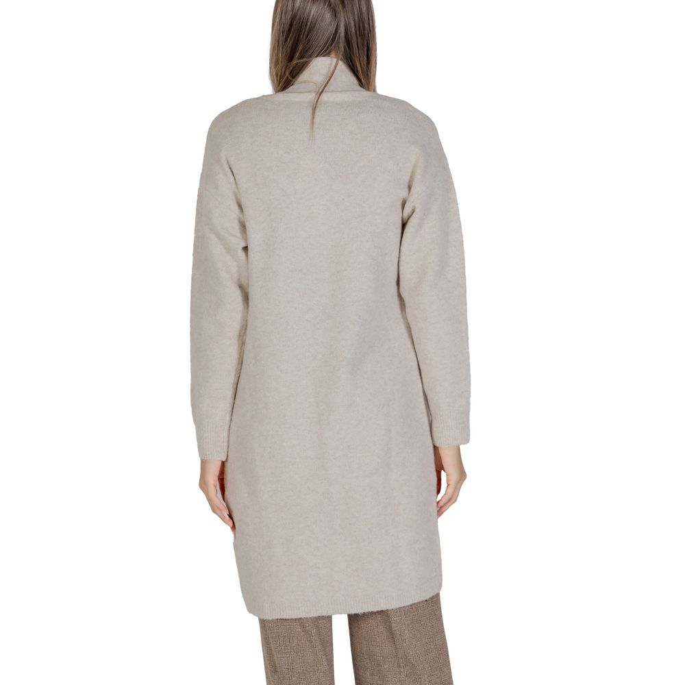 Beige Wool Mix Long Cardigan