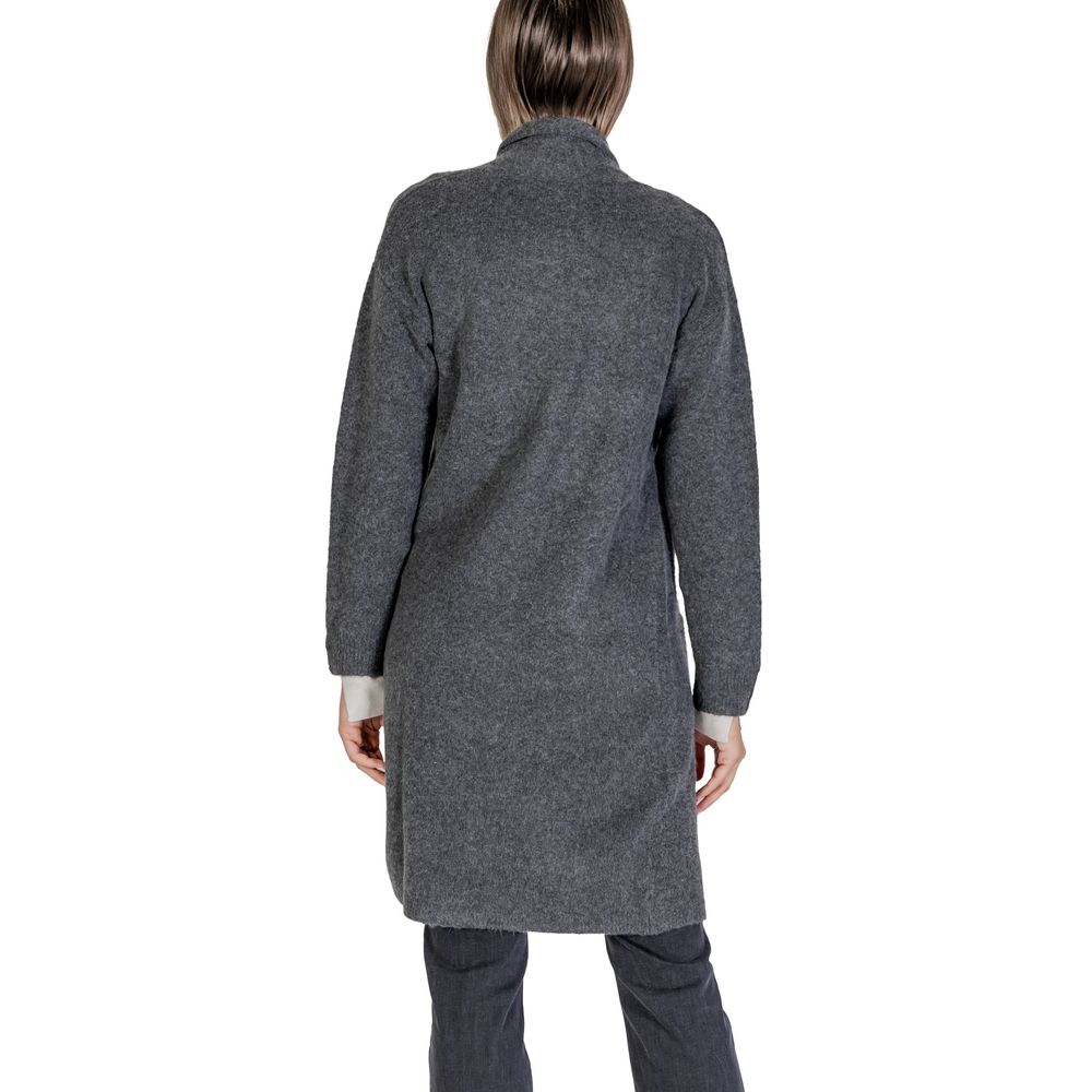 Grey Wool Mix Long Cardigan