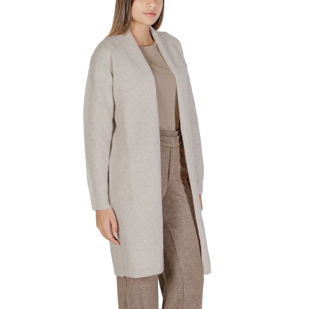 Beige Wool Mix Long Cardigan