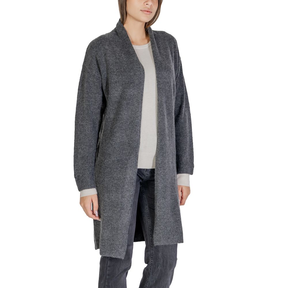 Grey Wool Mix Long Cardigan