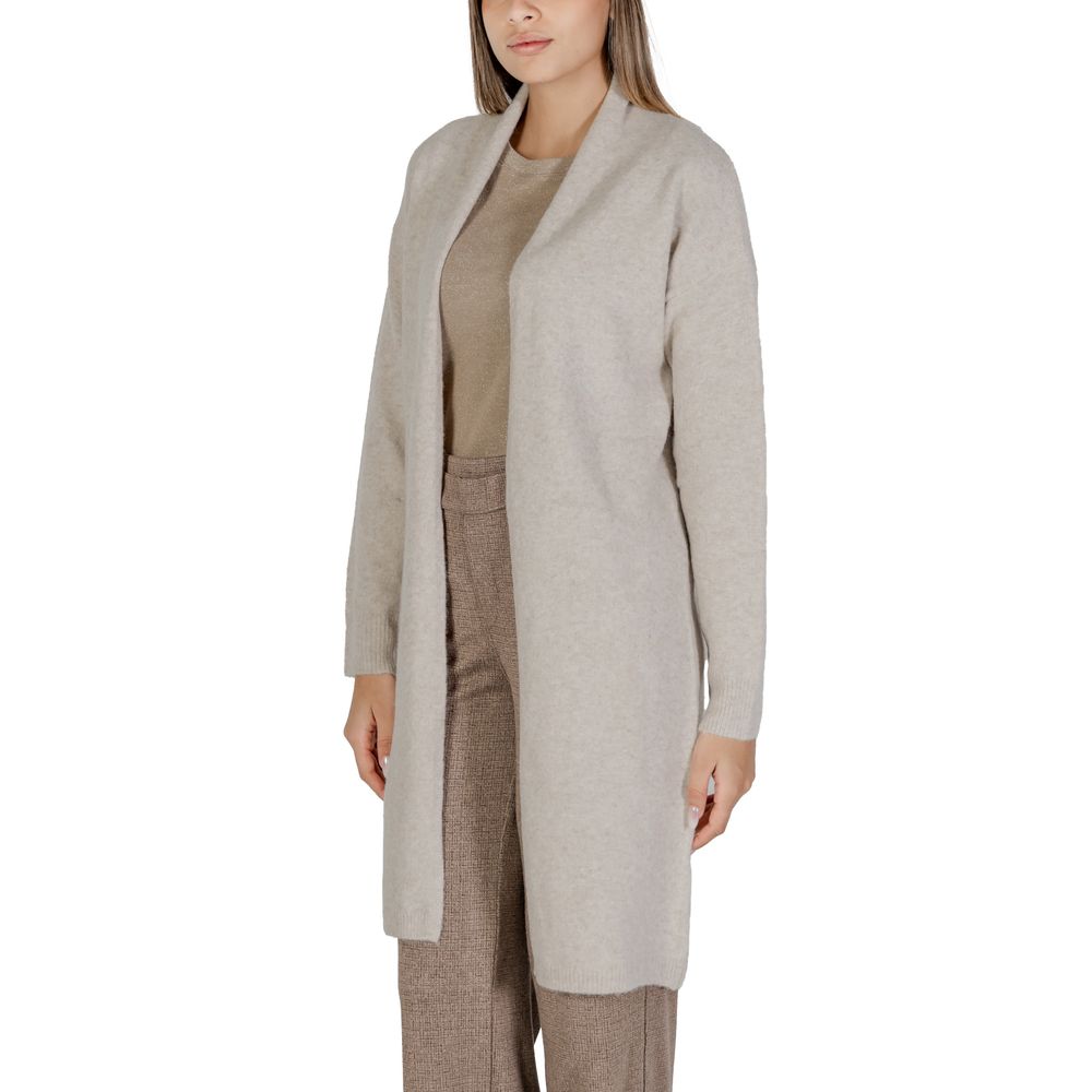 Beige Wool Mix Long Cardigan