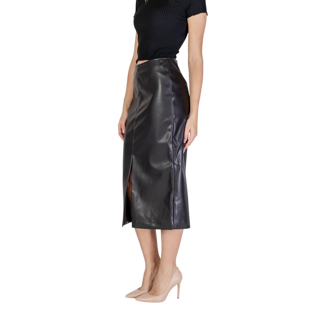 ICHI Elegant Black Polyester Skirt for Women