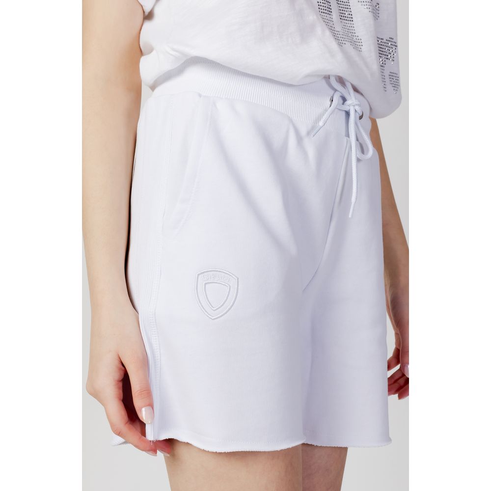 Blauer White Cotton Jogger Shorts for Women