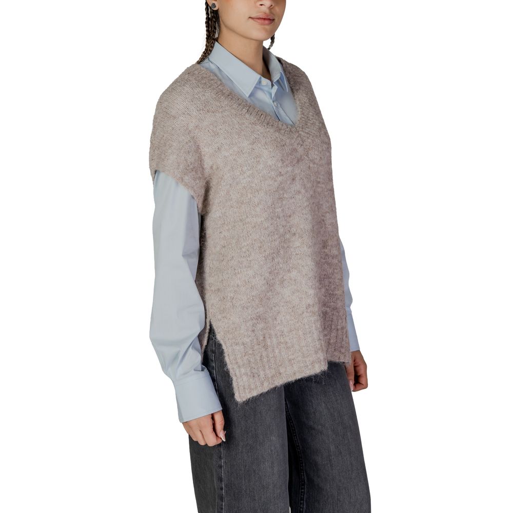 Beige Recycled Polyester Sweater for Women