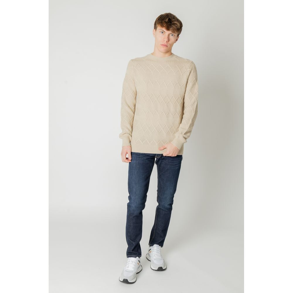 Beige Acrylic Sweater for Men - Autumn/Winter Collection