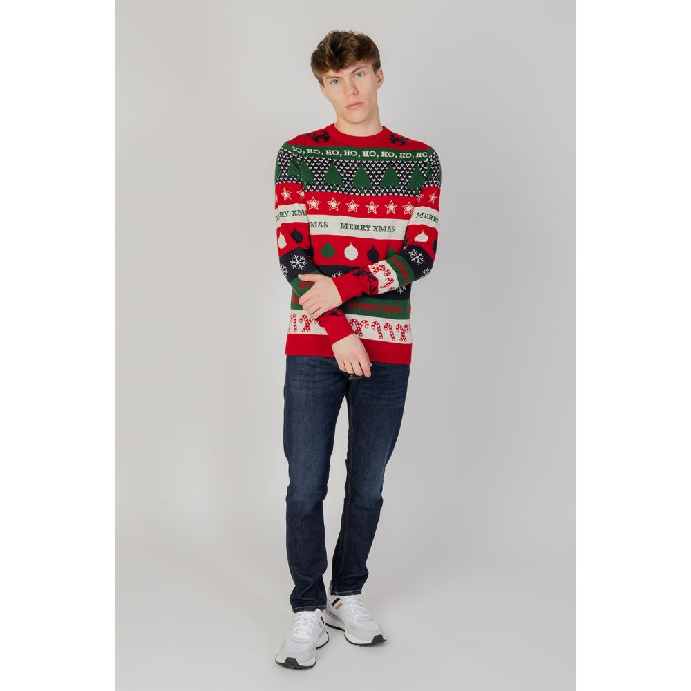 Only & Sons Red Cotton Sweatshirt - ONSXMAS REG 12 MIX XMAS JAC CREW KNIT