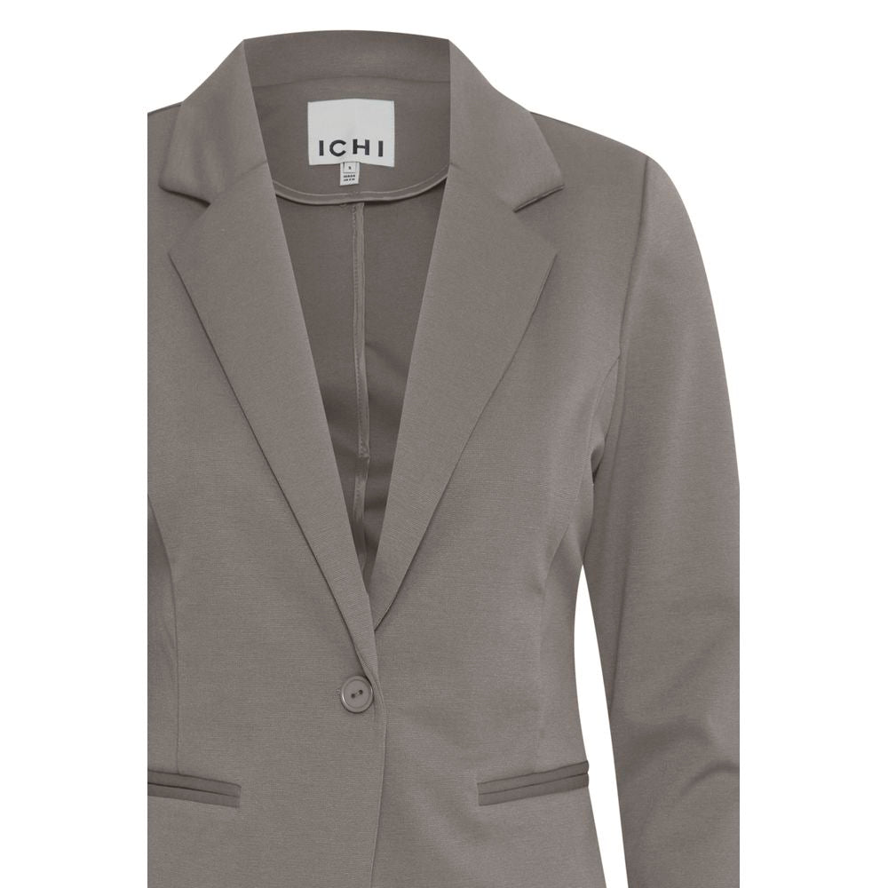 Elegant Gray Polyester Suit & Blazer for Women