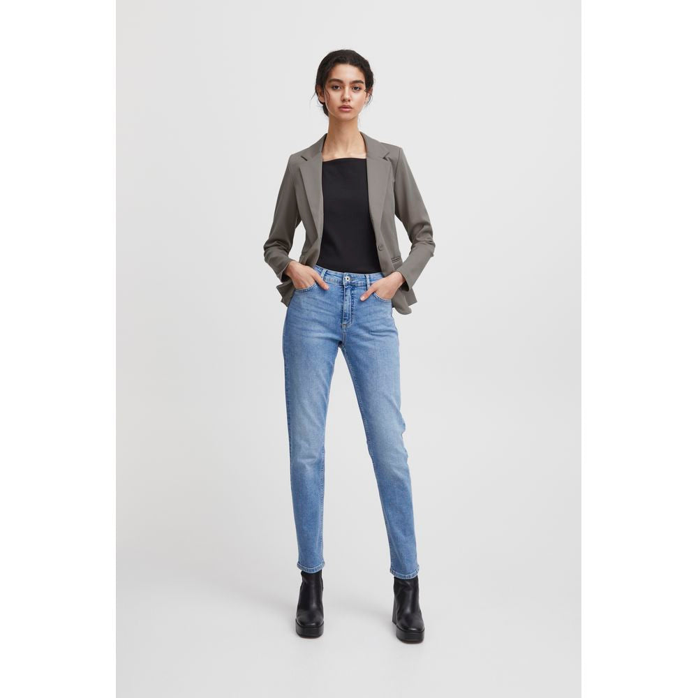 ICHI Gray Polyester Suit Blazer for Women