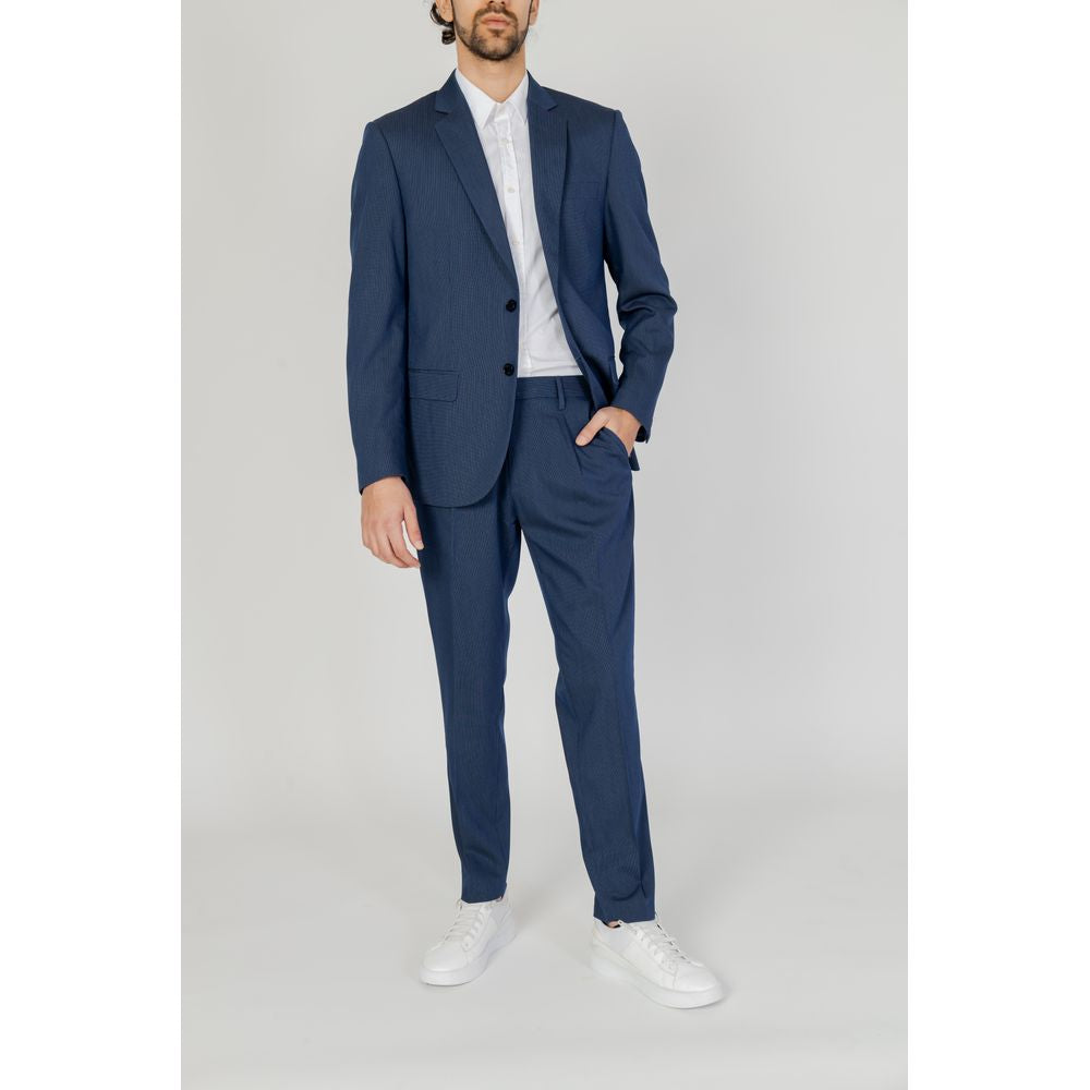 Blue Polyester Suit - Men's Spring/Summer Jacket