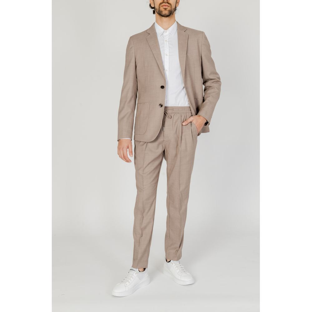 Beige Polyester Suit Jacket for Men - Spring/Summer Collection