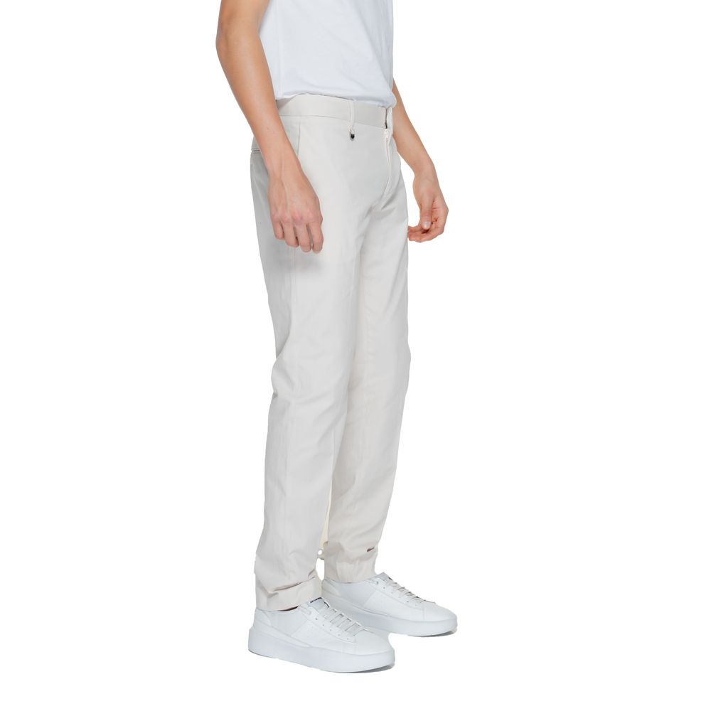 Beige Cotton Men's Suit Trousers