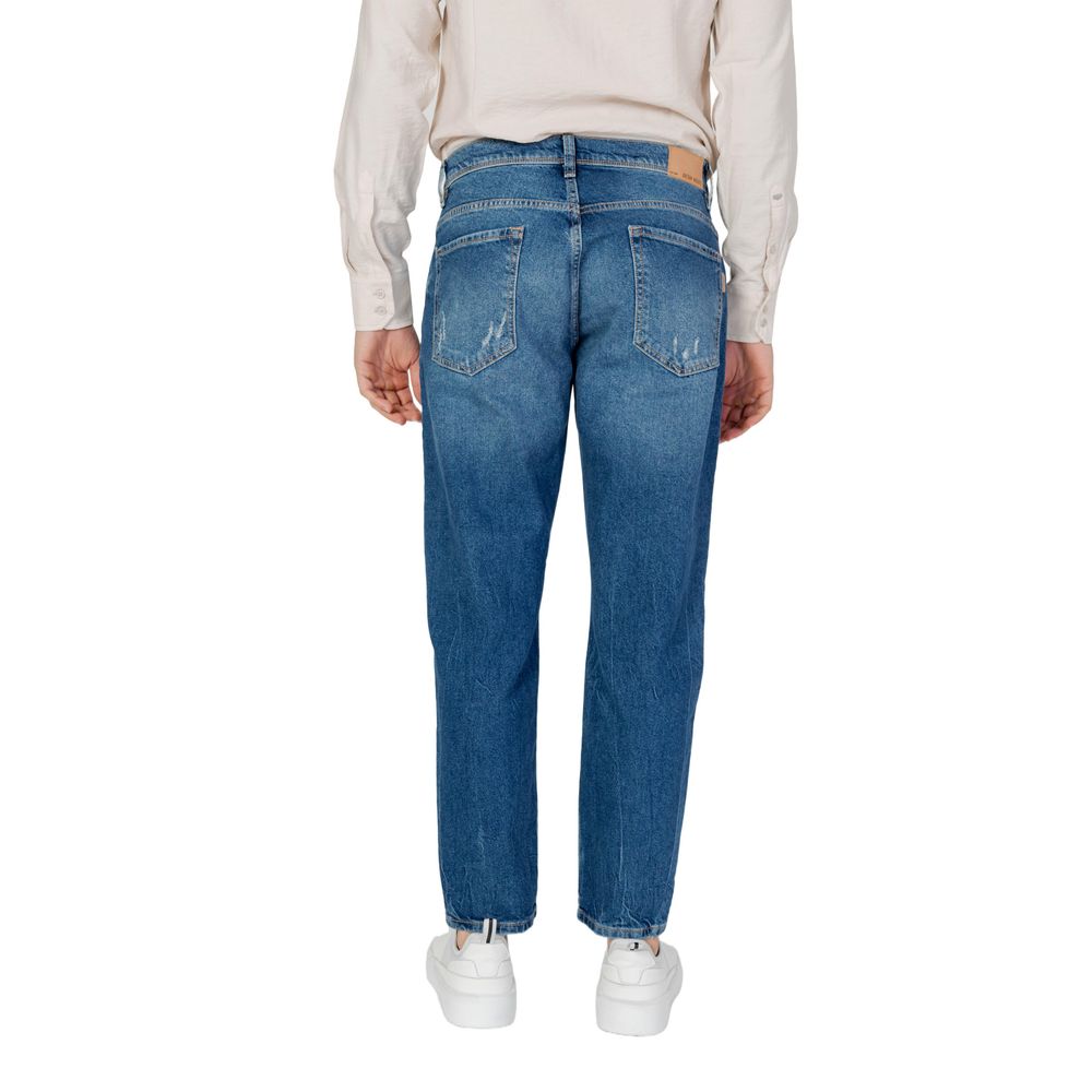 Blue Cotton Slim Jeans for Men