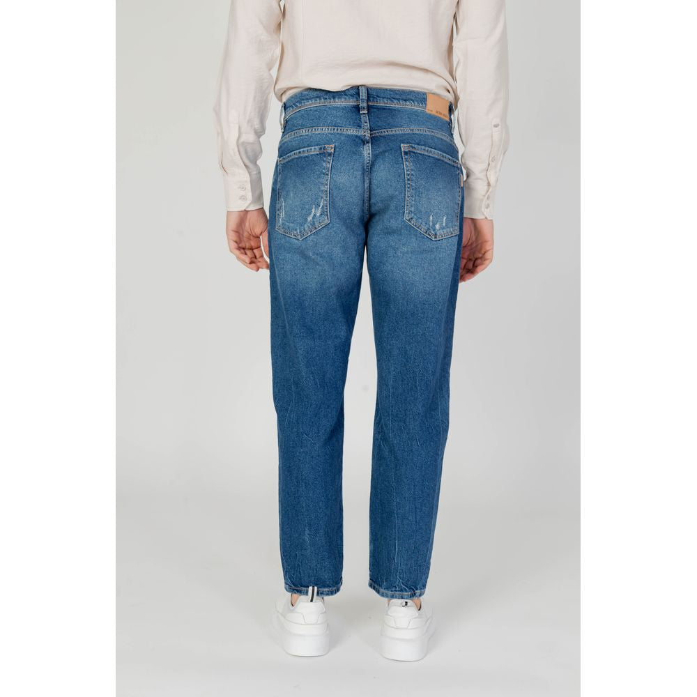 Blue Cotton Slim Jeans for Men