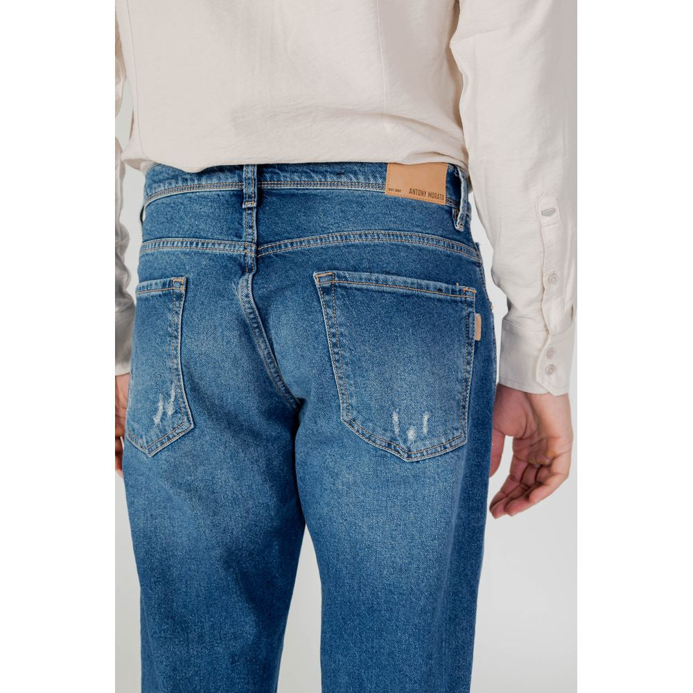 Blue Cotton Slim Jeans for Men