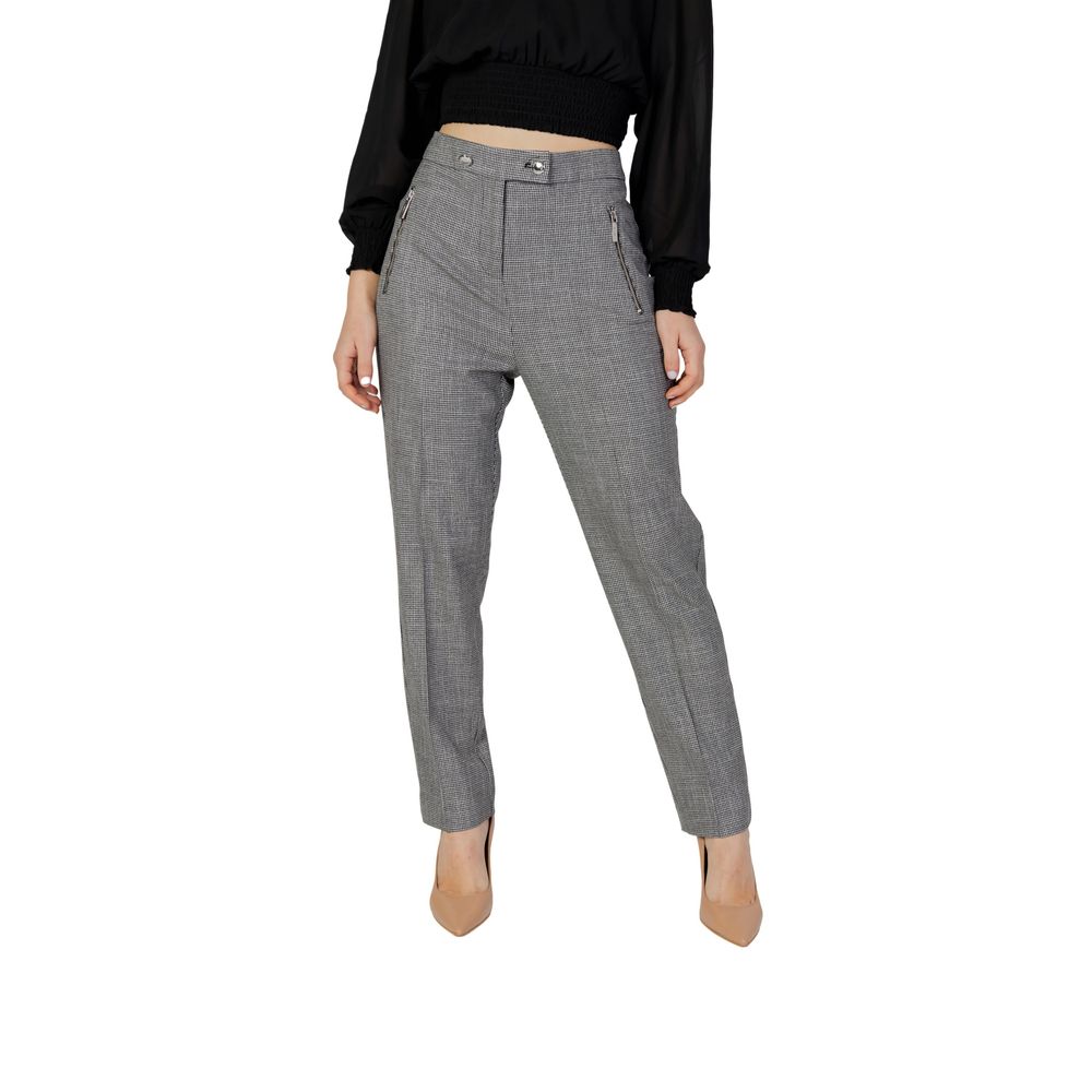 Grey High Waisted Houndstooth Cigarette Pants