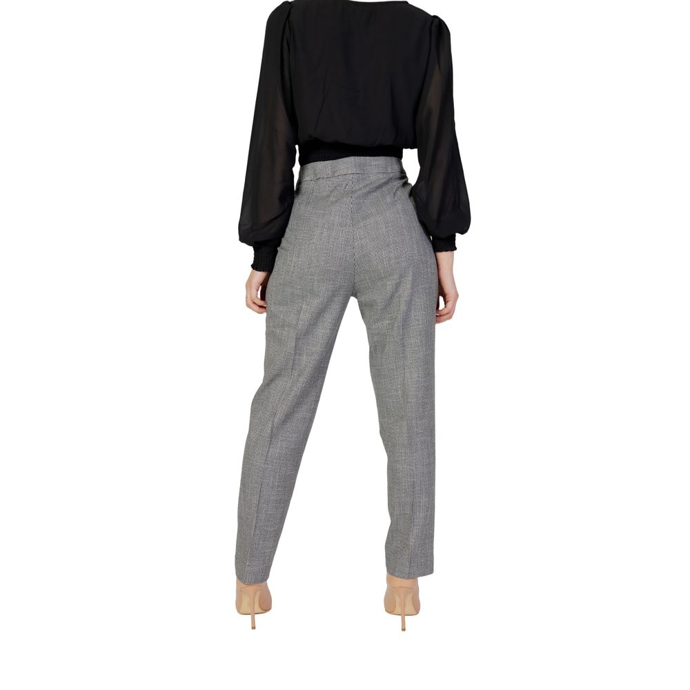 Grey High Waisted Houndstooth Cigarette Pants