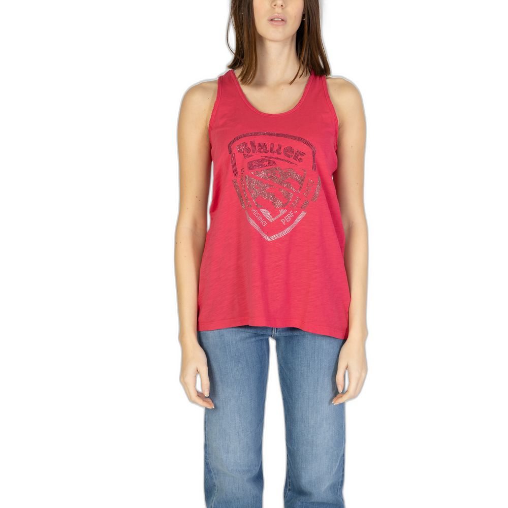Blauer Stylish Pink Cotton Tank Top for Women