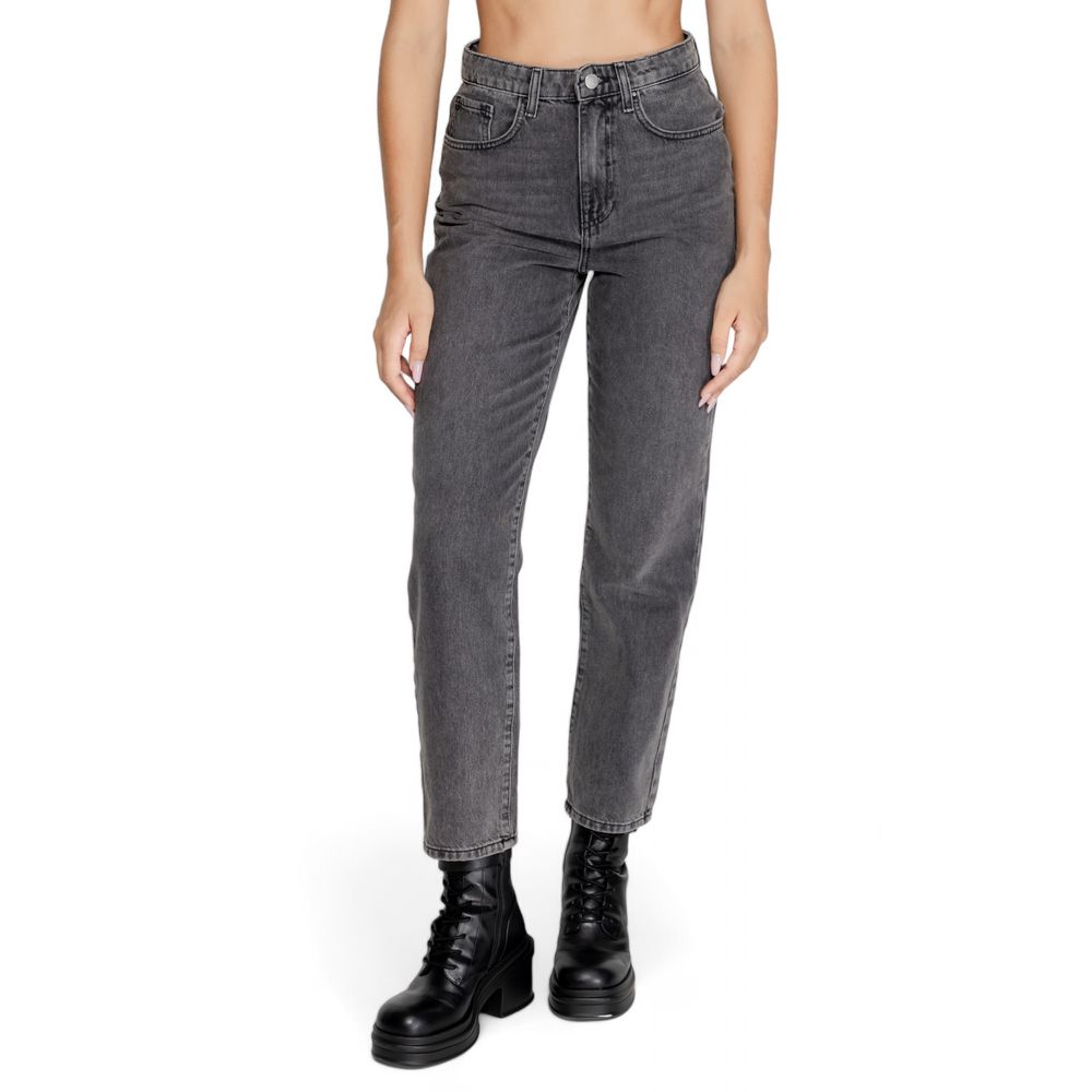 Chic Gray Cotton Jeans for Women