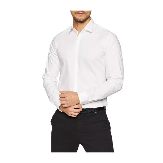Calvin Klein Classic White Cotton Long Sleeve Shirt for Men