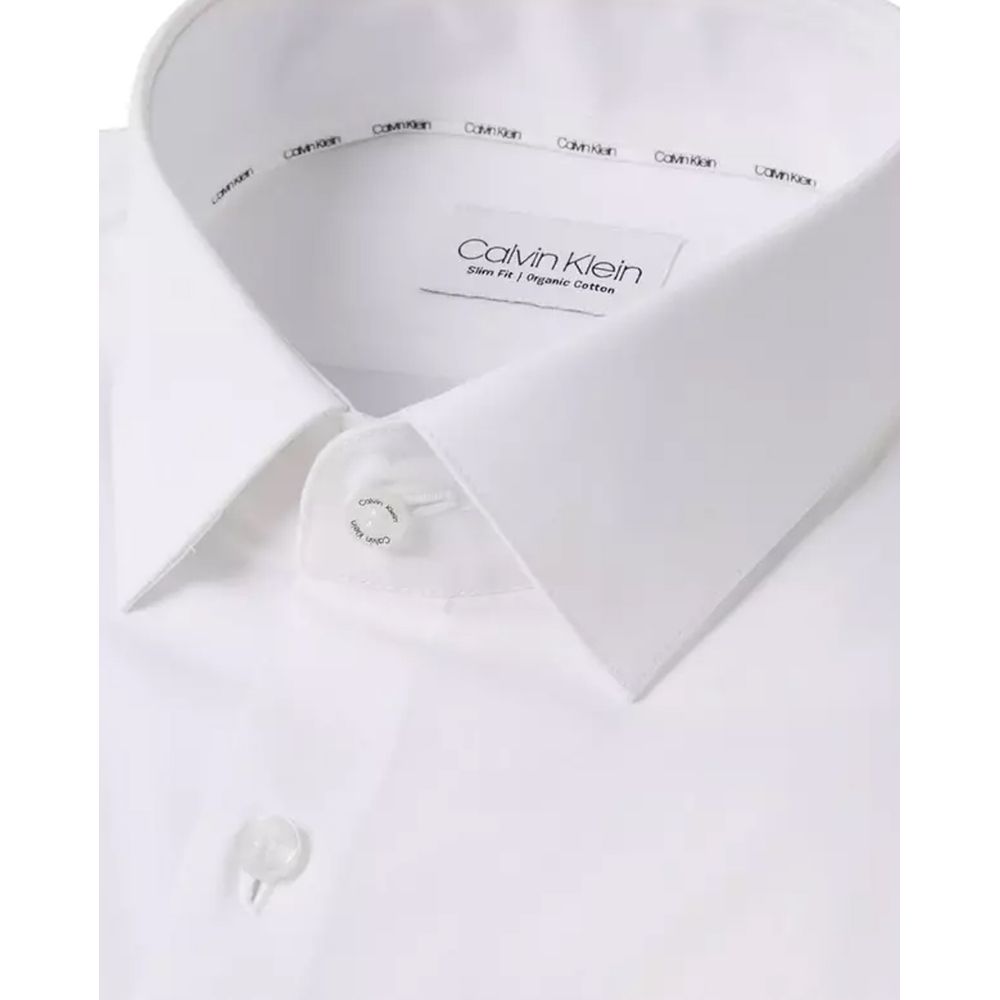 Calvin Klein Classic White Cotton Long Sleeve Shirt for Men