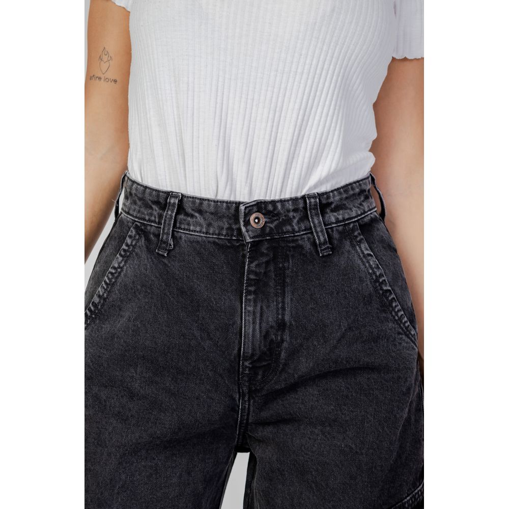 Black Cotton Baggy Jeans for Women - Autumn/Winter Collection