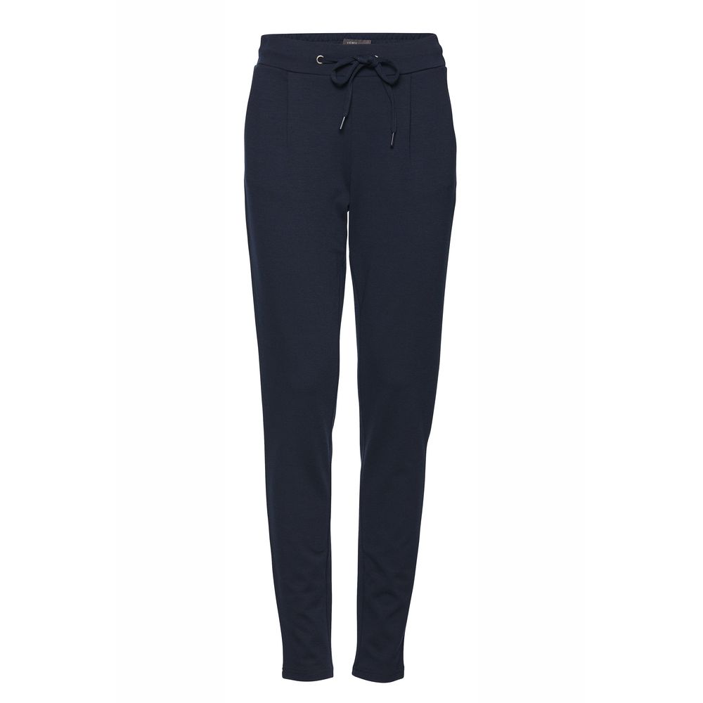 ICHI Blue Polyester Pant - IHKATE PA2 Long Women's Cigarette Trousers