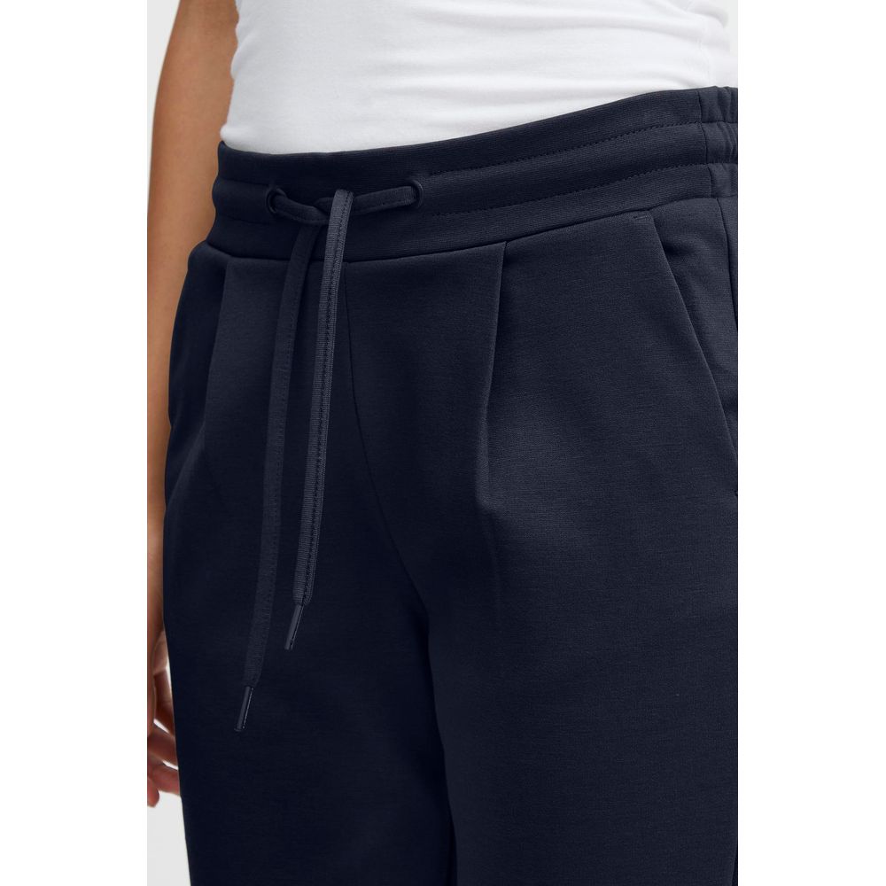 ICHI Blue Polyester Pant - IHKATE PA2 Long Women's Cigarette Trousers