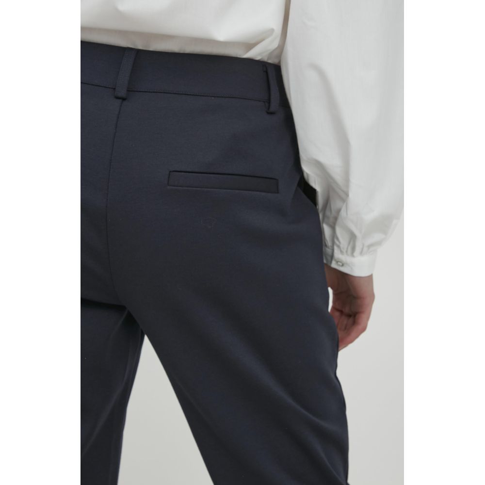 ICHI Eco-Friendly Blue Recycled Polyester Cigarette Pants for Women