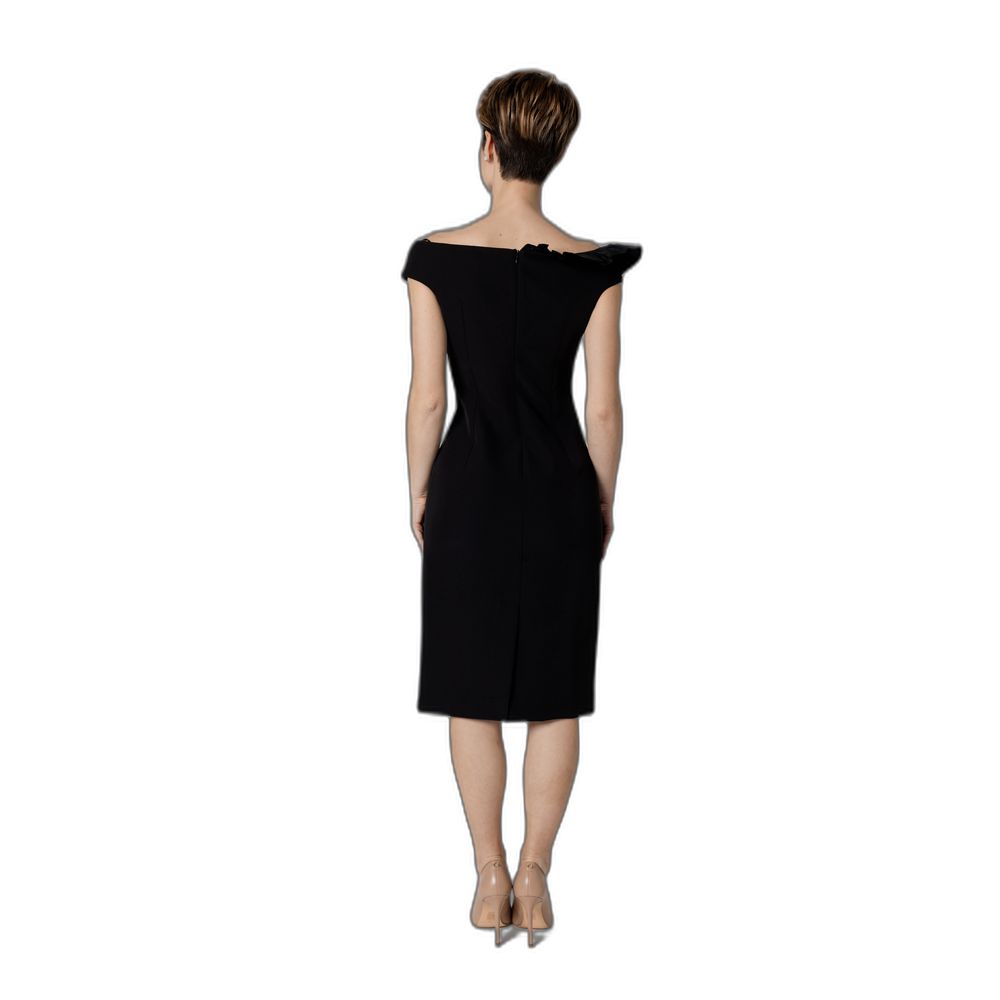 Elegant Black Polyester Midi Dress for Women