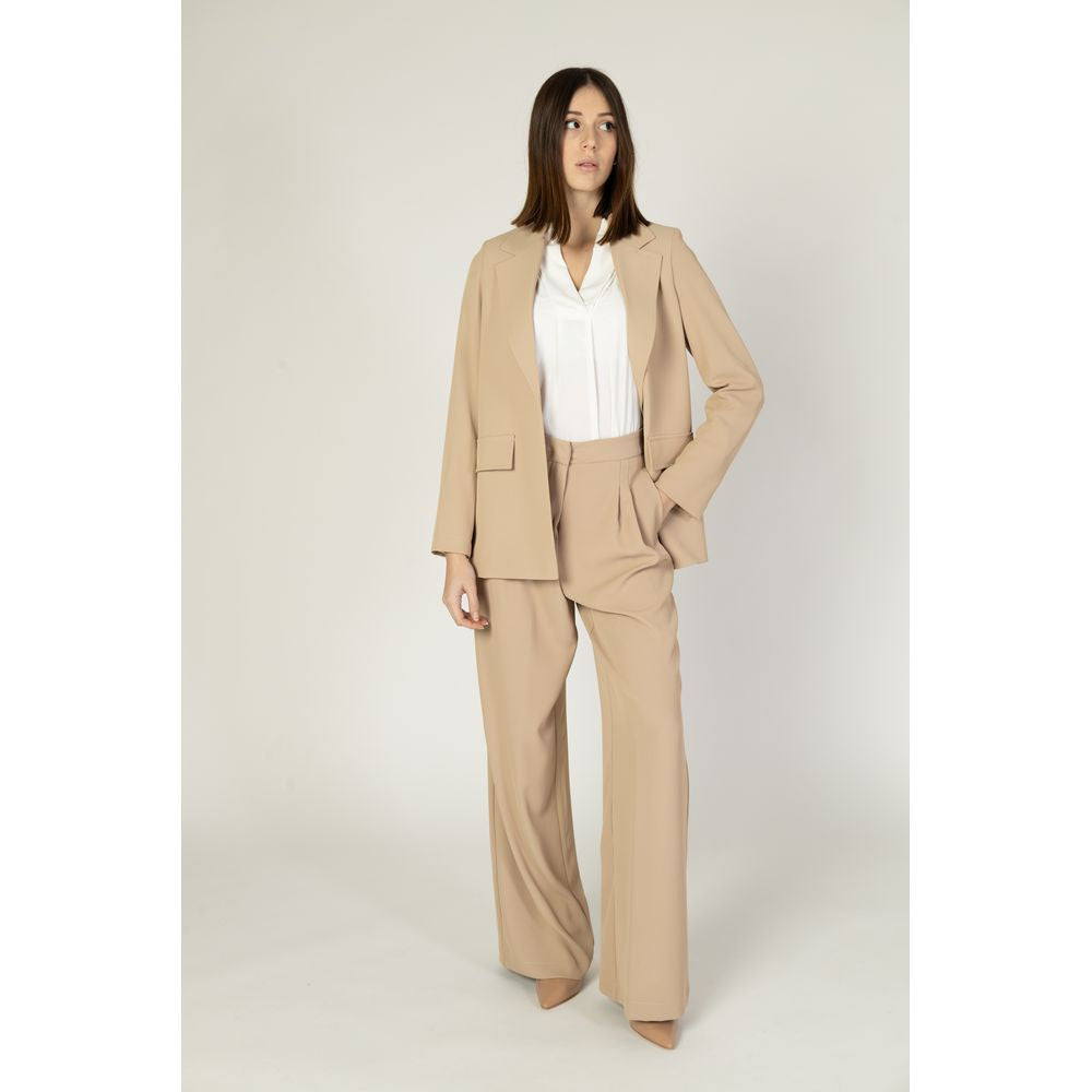 Beige Polyester Women's Blazer - Spring/Summer Collection