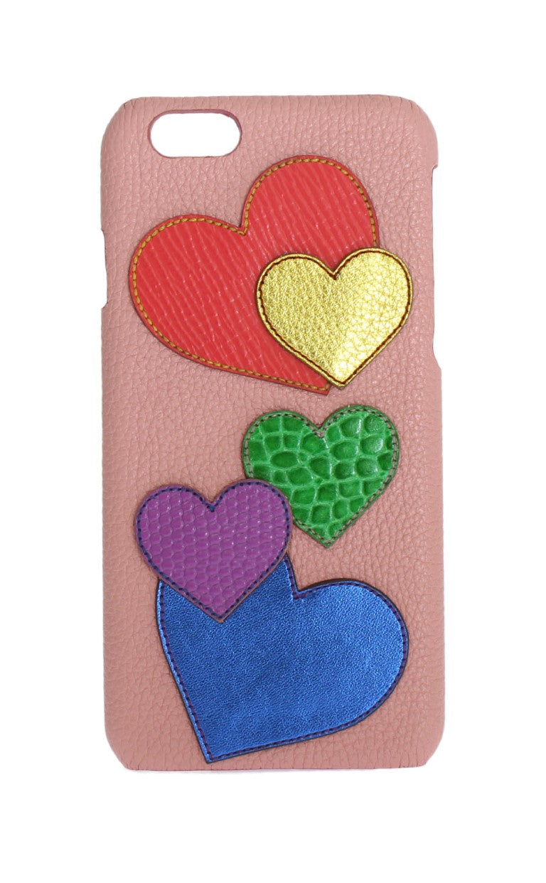 - Chic Pink Leather Heart-Embellished Phone Cover