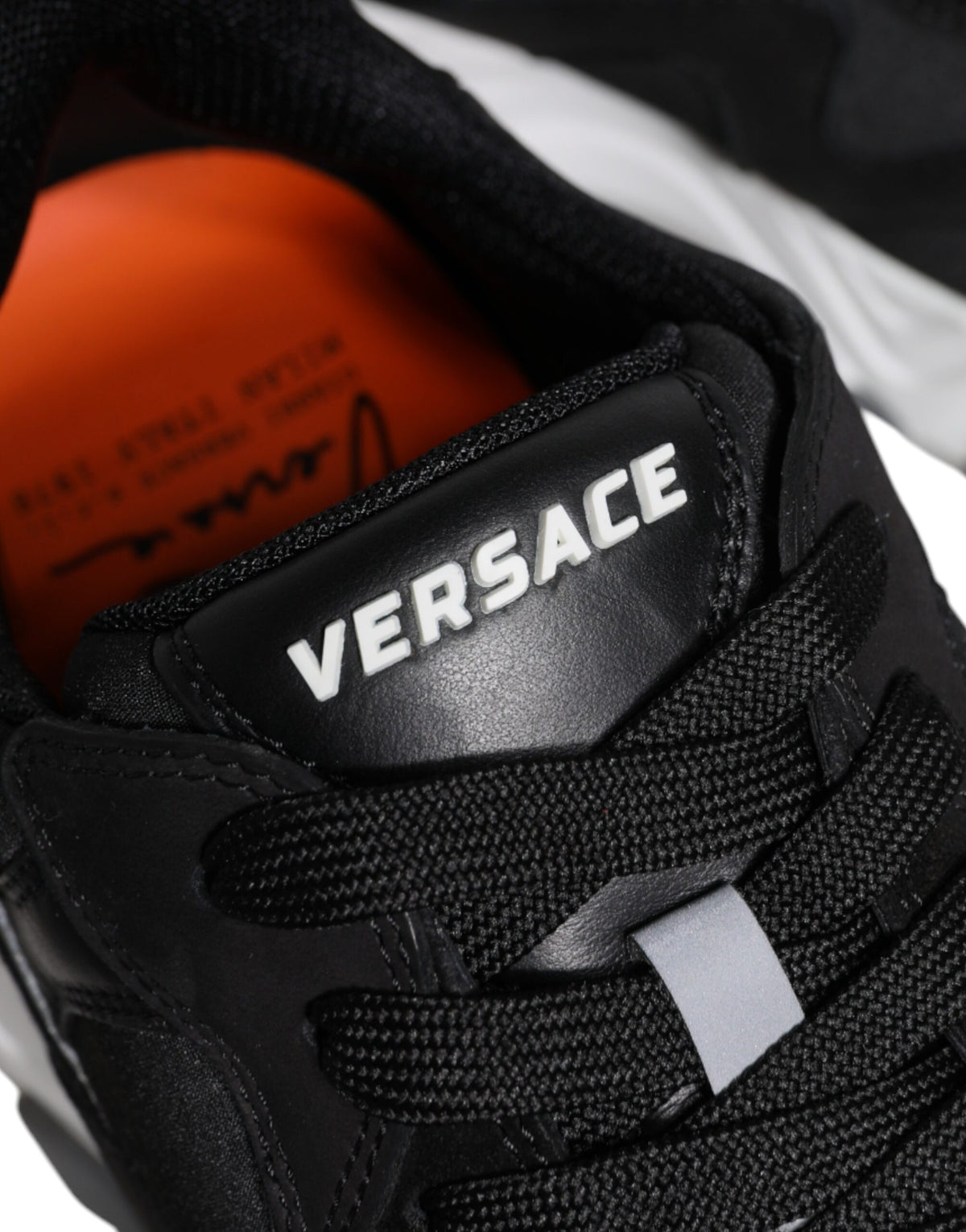 Versace Black Leather Neoprene Chunky Low Top Sneakers