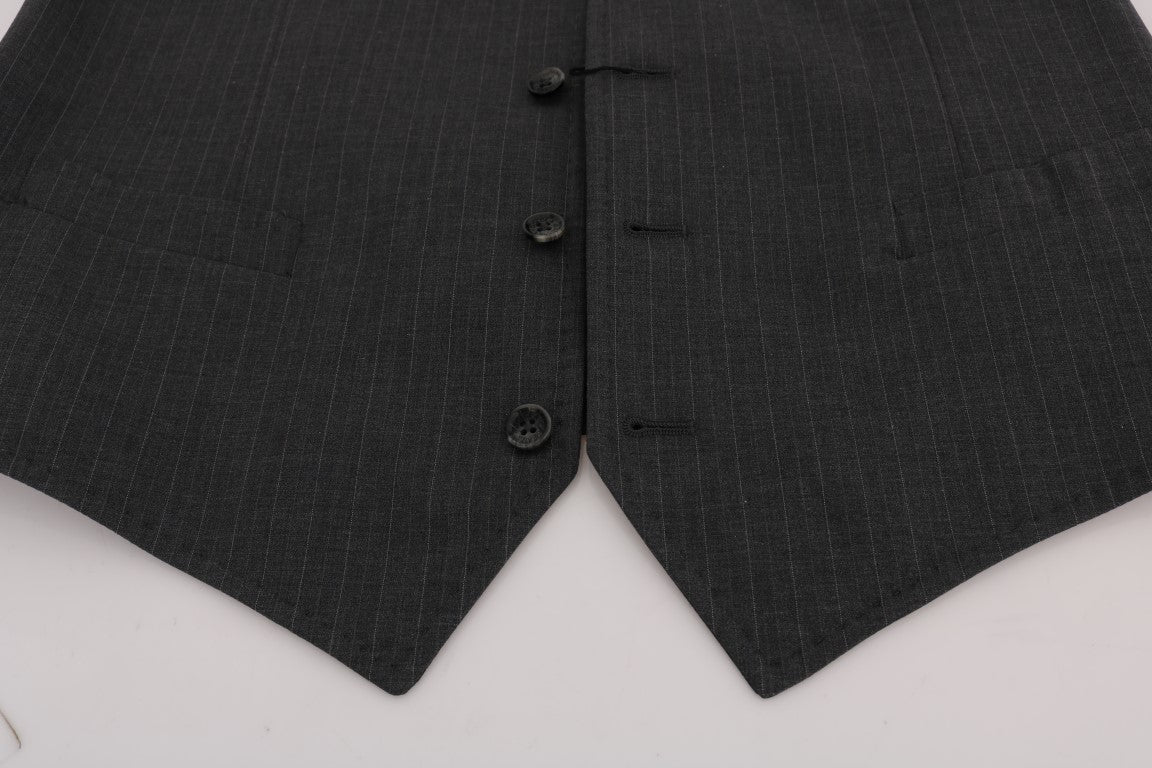 - Elegant Striped Gray Waistcoat Vest