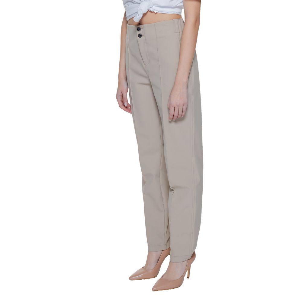 Beige Polyamide Cigarette Pants for Women