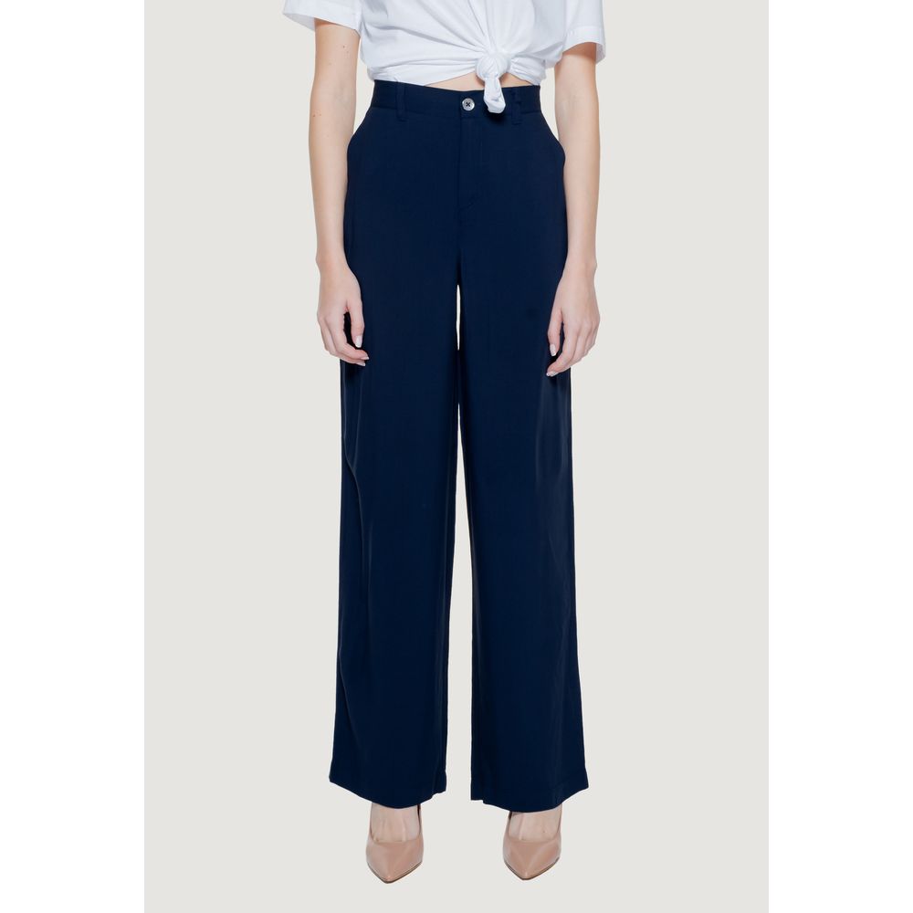 Chic Blue Viscose Palazzo Pants for Women