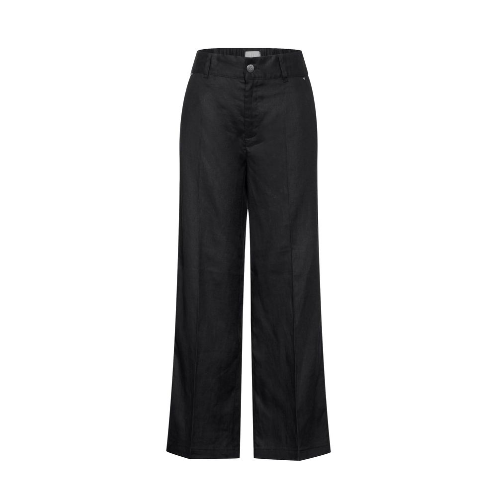 Street One Black Linen Palazzo Pants for Women