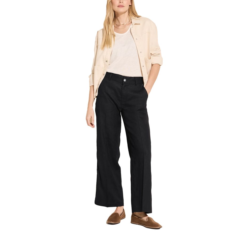 Street One Black Linen Palazzo Pants for Women