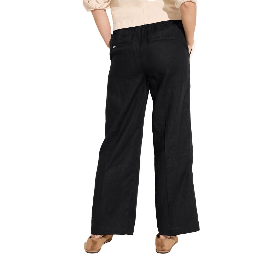 Street One Black Linen Palazzo Pants for Women