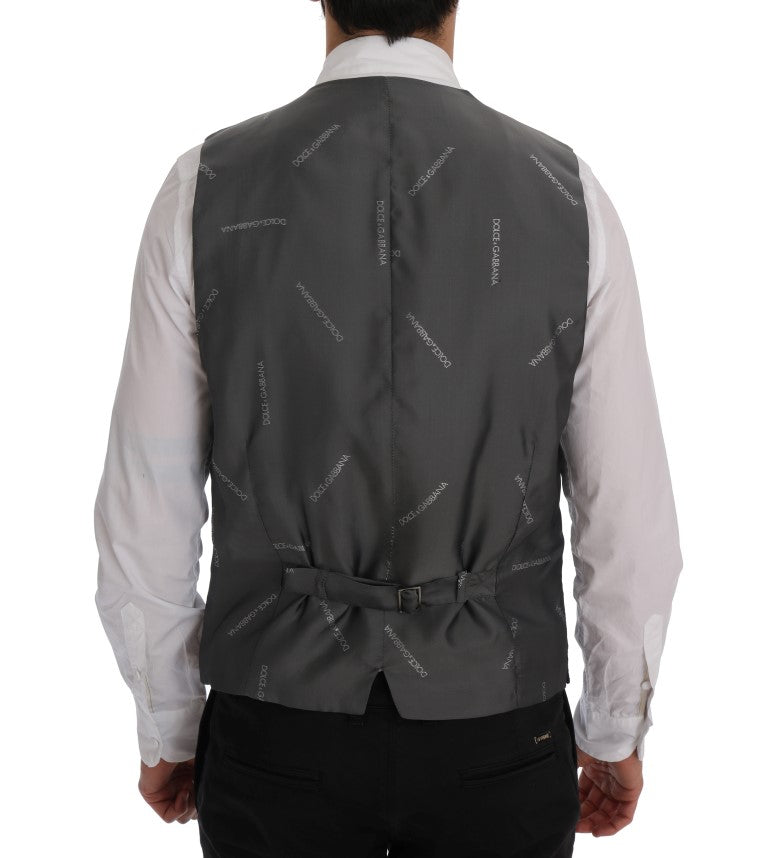 - Elegant Striped Gray Waistcoat Vest