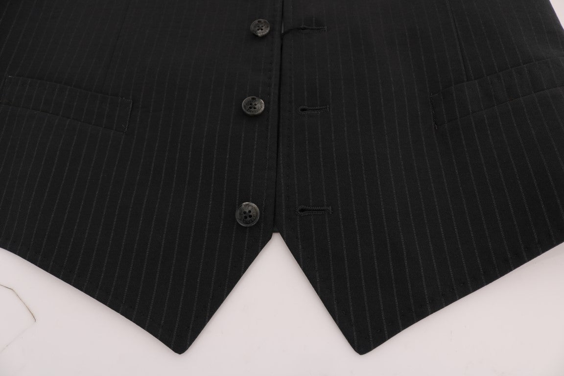- Elegant Striped Gray Waistcoat Vest