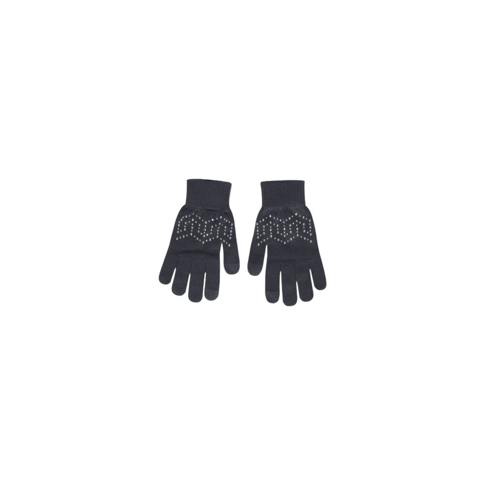 Pieces Gray Recycled Polyester Sequin Gloves for Women