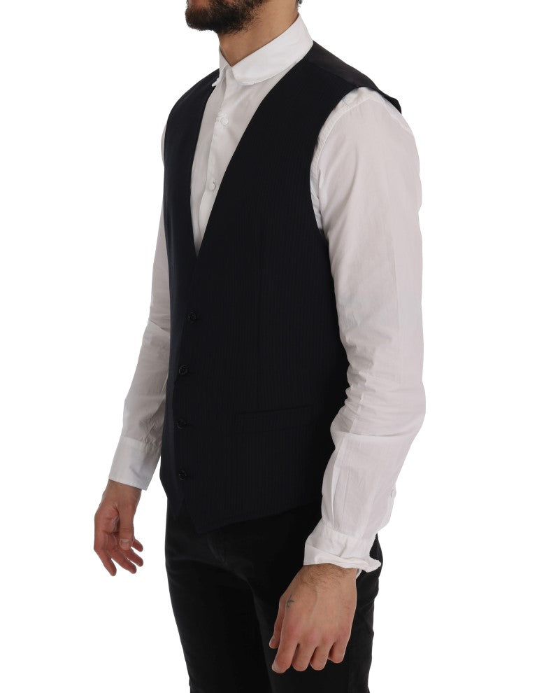 - Sleek Striped Wool Blend Waistcoat Vest