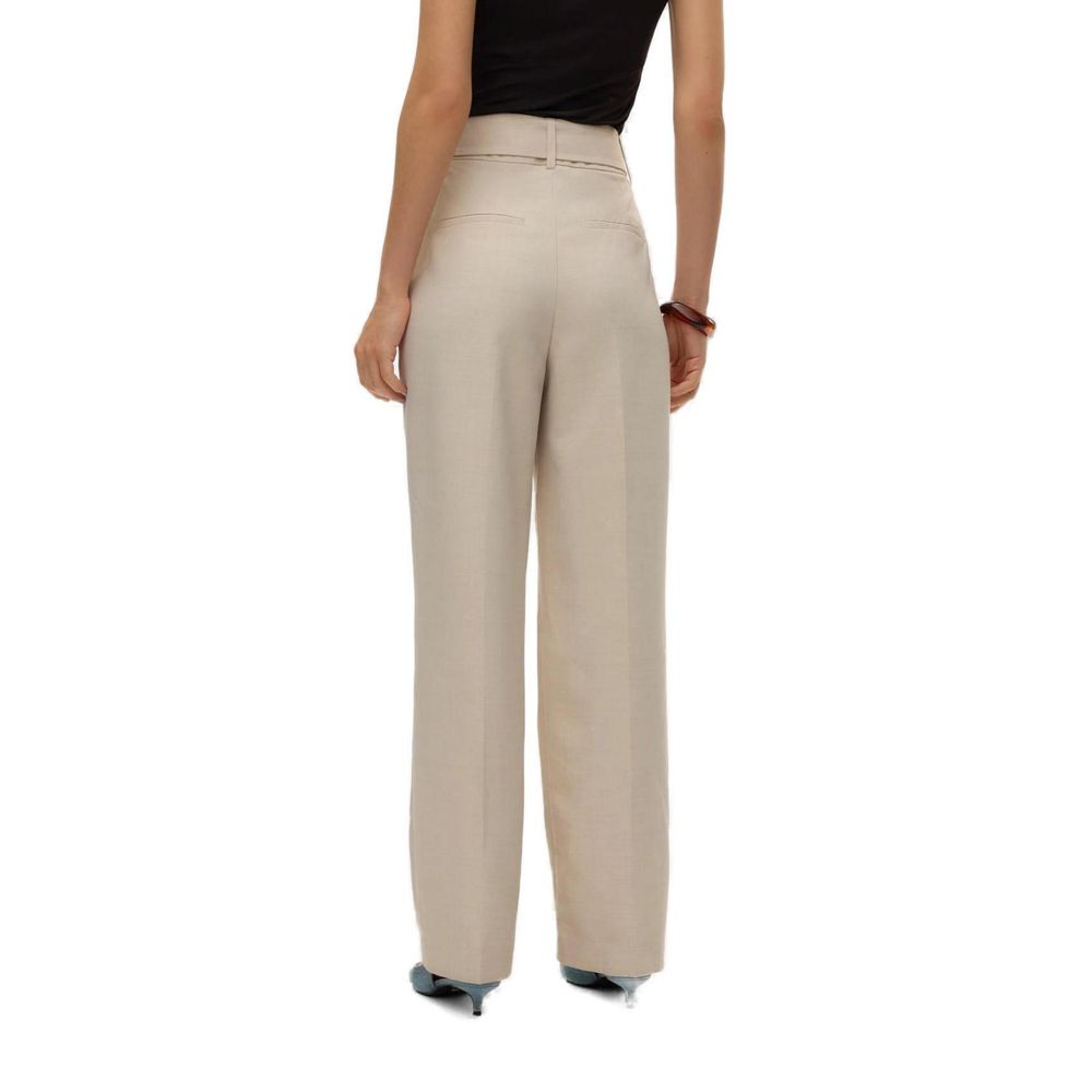 Chic Gray Polyester Women's Regular Trousers