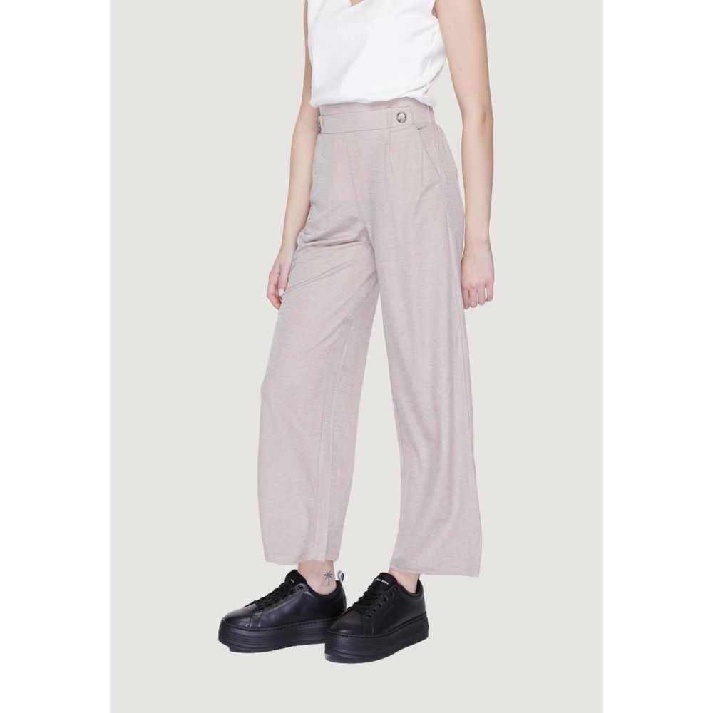 Gray Viscose Palazzo Trousers for Women