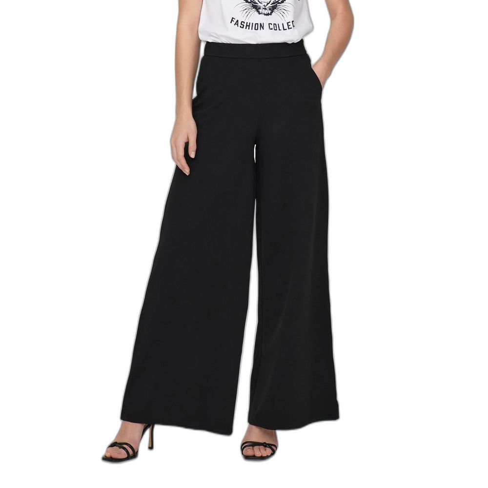 Sustainable Chic: Black Recycled Polyester Palazzo Pants for Women