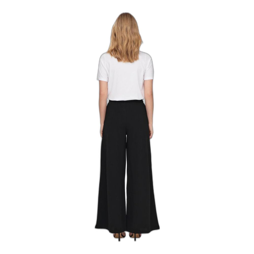 Sustainable Chic: Black Recycled Polyester Palazzo Pants for Women