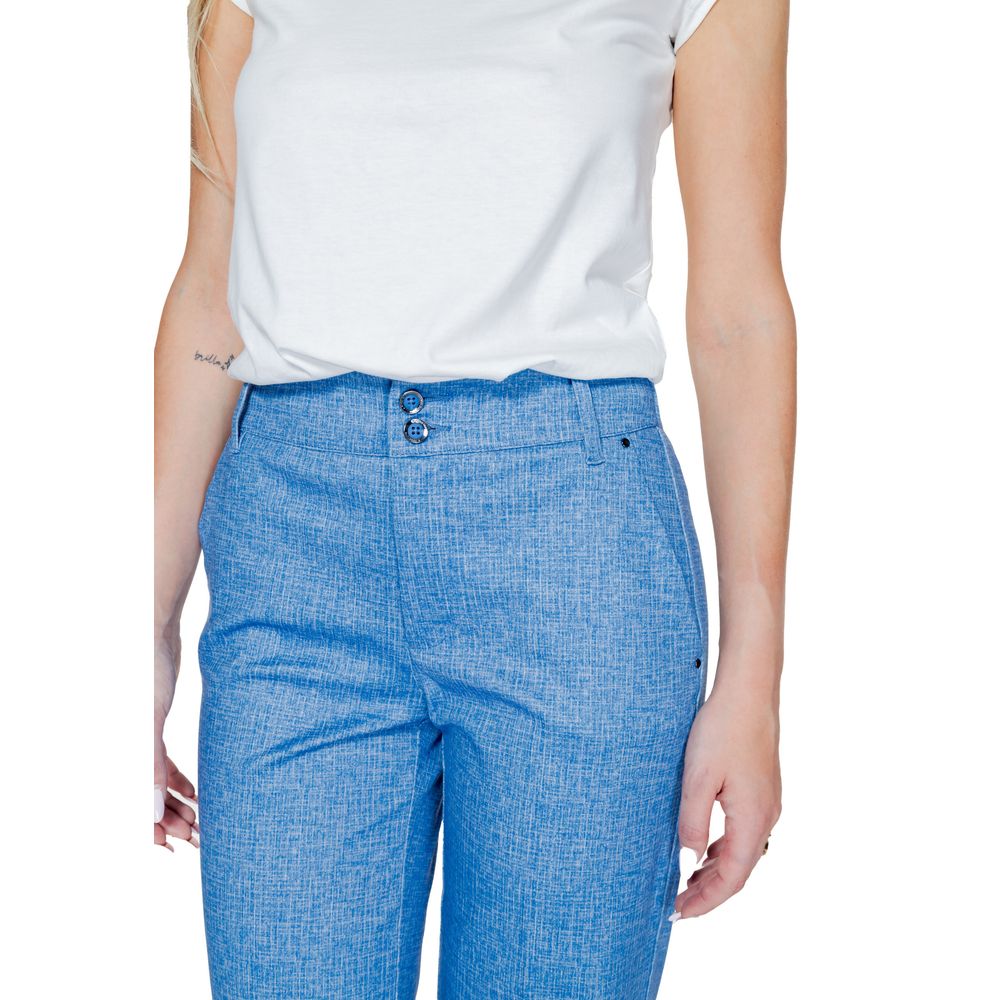 Stylish Women's Palazzo Pants - Blue Polyester