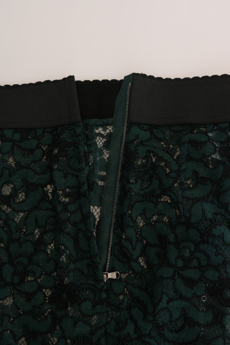 - High Waist Floral Lace Slim Trousers