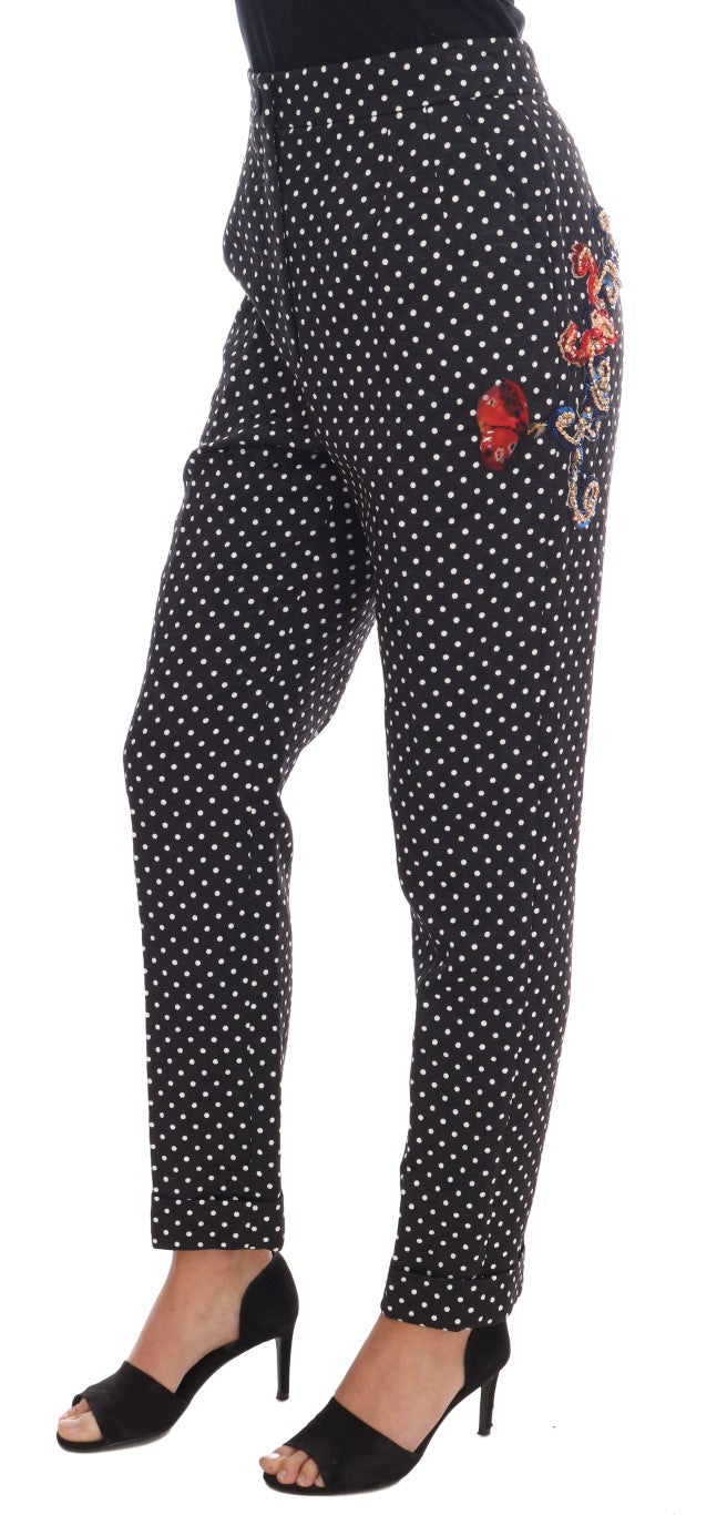 - Elegant Polka Dot Embellished Trousers
